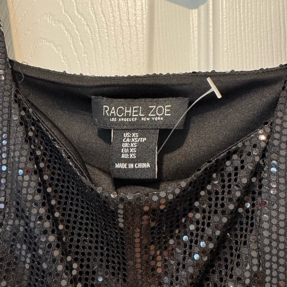 Rachel Zoe Black Sequin Crop Tank Top - Picture 2 of 3